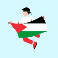 une homme en portant Palestine drapeau vecteur