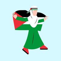 hijab femme en portant Palestine drapeau vecteur