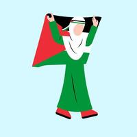 hijab femme en portant Palestine drapeau vecteur