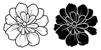 une ensemble de deux noir silhouettes de fleurs isolé sur une blanc Contexte vecteur