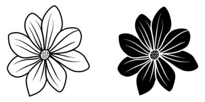 une ensemble de deux noir silhouettes de fleurs isolé sur une blanc Contexte vecteur