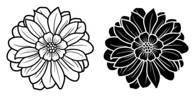 une ensemble de deux noir silhouettes de fleurs isolé sur une blanc Contexte vecteur