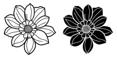 une ensemble de deux noir silhouettes de fleurs isolé sur une blanc Contexte vecteur