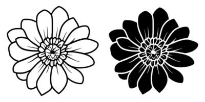 une ensemble de deux noir silhouettes de fleurs isolé sur une blanc Contexte vecteur