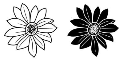 une ensemble de deux noir silhouettes de fleurs isolé sur une blanc Contexte vecteur