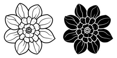 une ensemble de deux noir silhouettes de fleurs isolé sur une blanc Contexte vecteur