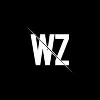 monogramme du logo wz avec modèle de conception de style slash vecteur