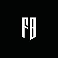 monogramme du logo fb avec style emblème isolé sur fond noir vecteur
