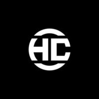 monogramme du logo hc isolé sur le modèle de conception d'élément de cercle vecteur