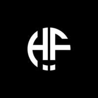 modèle de conception de style ruban cercle logo monogramme hf vecteur