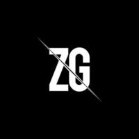 monogramme du logo zg avec modèle de conception de style slash vecteur