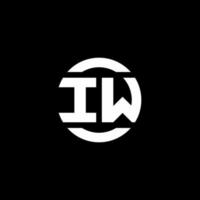 monogramme du logo iw isolé sur le modèle de conception d'élément de cercle vecteur