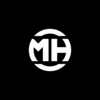 monogramme du logo mh isolé sur le modèle de conception d'élément de cercle vecteur