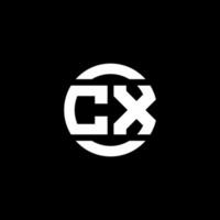 monogramme du logo cx isolé sur le modèle de conception d'élément de cercle vecteur