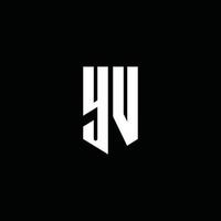 monogramme du logo yv avec style emblème isolé sur fond noir vecteur