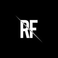 monogramme de logo rf avec modèle de conception de style slash vecteur