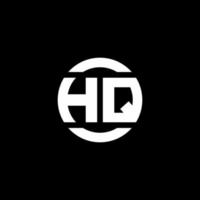 monogramme du logo hq isolé sur le modèle de conception d'élément de cercle vecteur