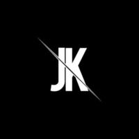 monogramme du logo jk avec modèle de conception de style slash vecteur
