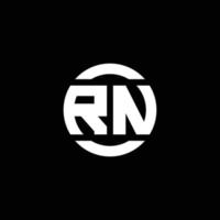 monogramme du logo rn isolé sur le modèle de conception d'élément de cercle vecteur