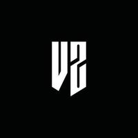 monogramme du logo vz avec style emblème isolé sur fond noir vecteur