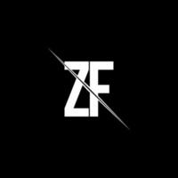 monogramme du logo zf avec modèle de conception de style slash vecteur