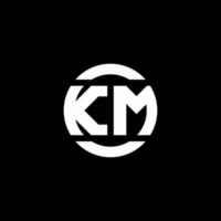 monogramme du logo km isolé sur le modèle de conception d'élément de cercle vecteur