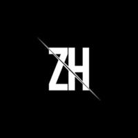 monogramme du logo zh avec modèle de conception de style slash vecteur