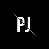 monogramme de logo pj avec modèle de conception de style slash vecteur