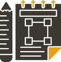 carnet de croquis glyphe deux Couleur icône vecteur