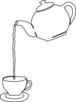 thé chaud versé de la théière dans la tasse illustration