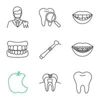 ensemble d'icônes linéaires de dentisterie vecteur