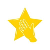étoile jaune avec une main gauche vecteur