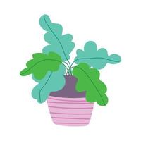 plante en pot fleur dessin animé plat style isolé vecteur