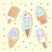 glaces de dessin animé mignonnes vecteur