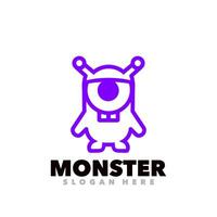 monstre ligne art violet logo vecteur
