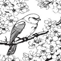 traditionnel Japonais en tissu modèle- dessins-oiseaux vecteur