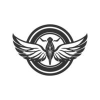 aérodruide, ancien logo ligne art concept noir et blanc couleur, main tiré illustration vecteur