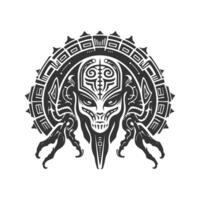 extraterrestre artefact, ancien logo ligne art concept noir et blanc couleur, main tiré illustration vecteur