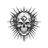 contestation scout de cauchemars, ancien logo ligne art concept noir et blanc couleur, main tiré illustration vecteur
