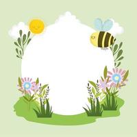 dessin animé de fleurs d'abeilles vecteur