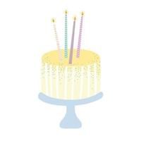 anniversaire gâteau sucré avec des bougies célébration fête événement fond blanc vecteur