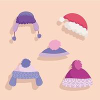 icônes de mode accessoire de vêtements chauds d'hiver vecteur