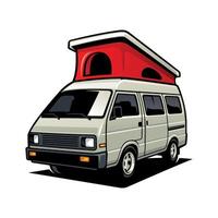 camping voiture avec toit tente illustration vecteur