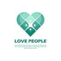 l'amour gens logo Facile illustration. cœur concept. combinaison cœur forme et Humain gens icône. vecteur