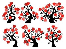 valentines journée rouge cœur arbre vecteur