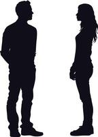 ai généré silhouette couple de homme et femmes plein corps noir Couleur seulement vecteur