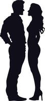 ai généré silhouette couple de homme et femmes plein corps noir Couleur seulement vecteur