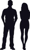 ai généré silhouette couple de homme et femmes plein corps noir Couleur seulement vecteur