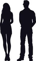 ai généré silhouette couple de homme et femmes plein corps noir Couleur seulement vecteur