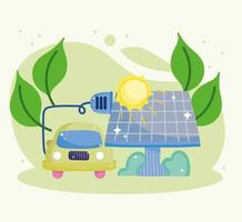 voiture électrique et panneau solaire vecteur